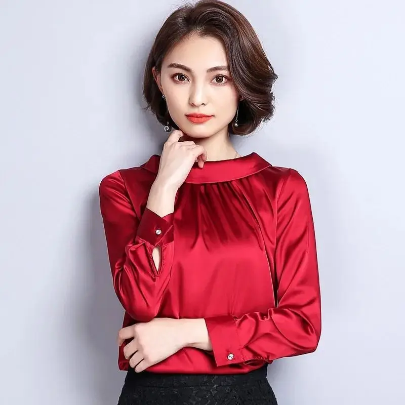 Women's Slim Fit Silk Satin Blouse Long Sve Seven Sve Autumn Faion plus Size irt Ele Sle
Women's Slim Fit Silk Satin Blouse Long Sve Seven Sve Autumn Faion plus Size irt Ele Sle