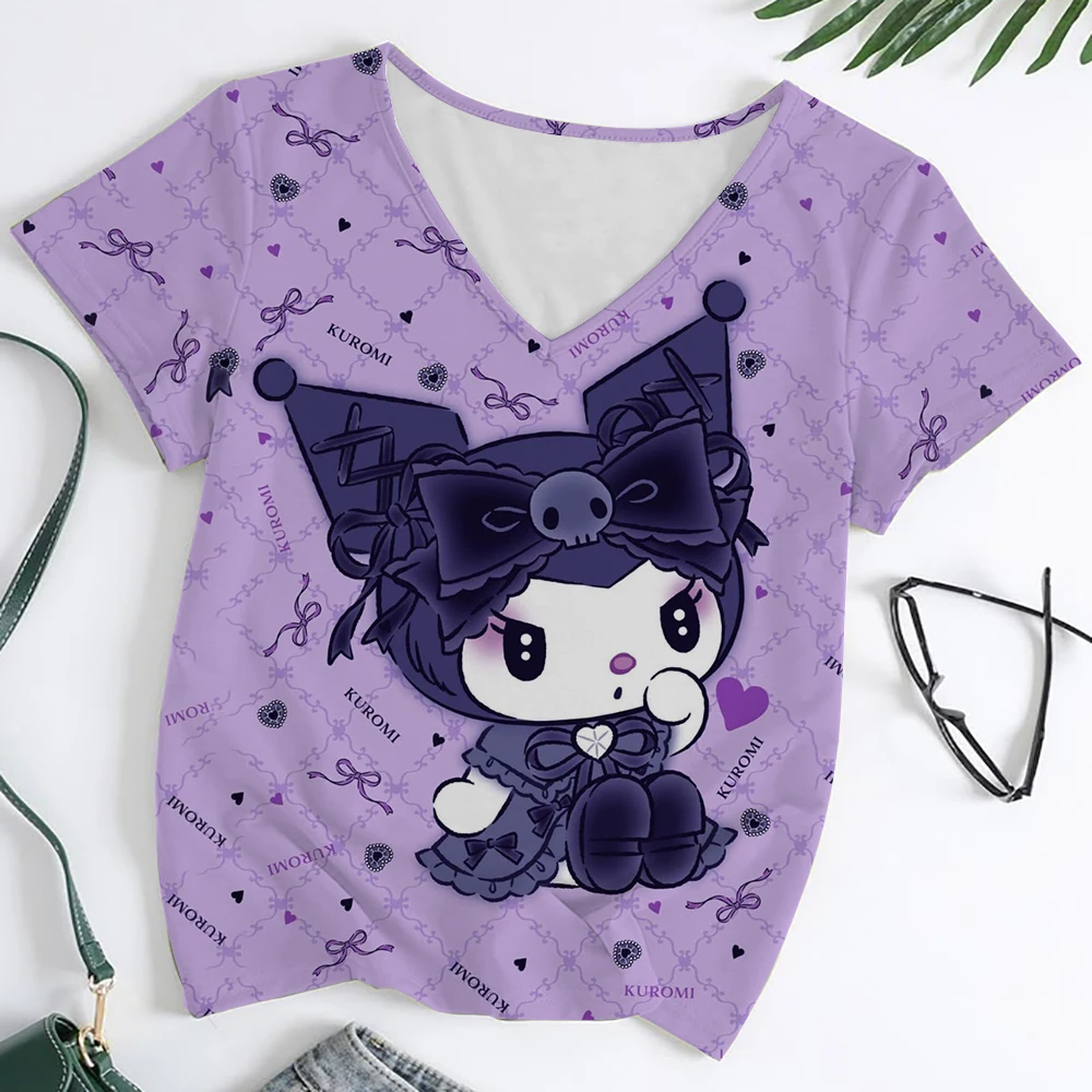 Hello Kitty Female V-neck T Shirts Lady Graphic Top Women's Cartoon T-shirt Korean Popular Clothes Short Sleeve Woman Casual Tee
Hello Kitty Female V-neck T Shirts Lady Graphic Top Women's Cartoon T-shirt Korean Popular Clothes Short Sleeve Woman Casual Tee