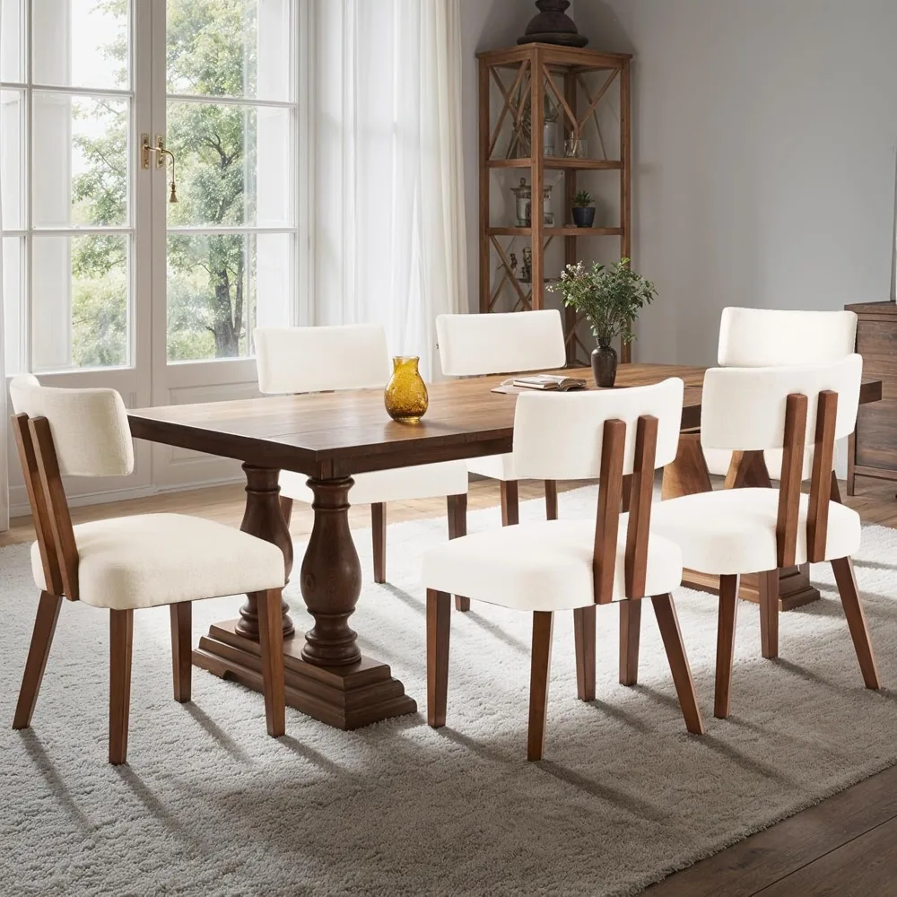 Dining Chairs Set of 6, Mid Century Modern Upholstered Side Chairs with Curved Backrest for Kitchen, Dining Room, Restaurant, o
Dining Chairs Set of 6, Mid Century Modern Upholstered Side Chairs with Curved Backrest for Kitchen, Dining Room, Restaurant, o
