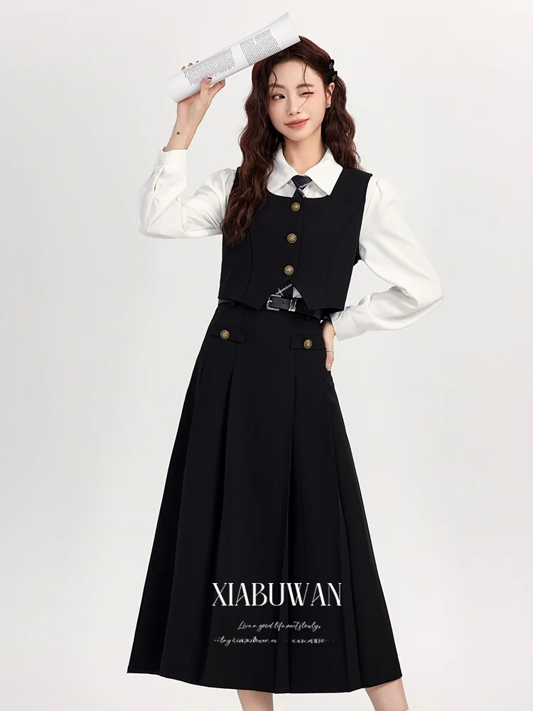 Костюм-тройка American College Sle для женщин: жилет, плиссированная юбка с высокой талией, рубашка с длинным рукавом и воротником, износостойкий
Костюм-тройка American College Sle для женщин: жилет, плиссированная юбка с высокой талией, рубашка с длинным рукавом и воротником, износостойкий