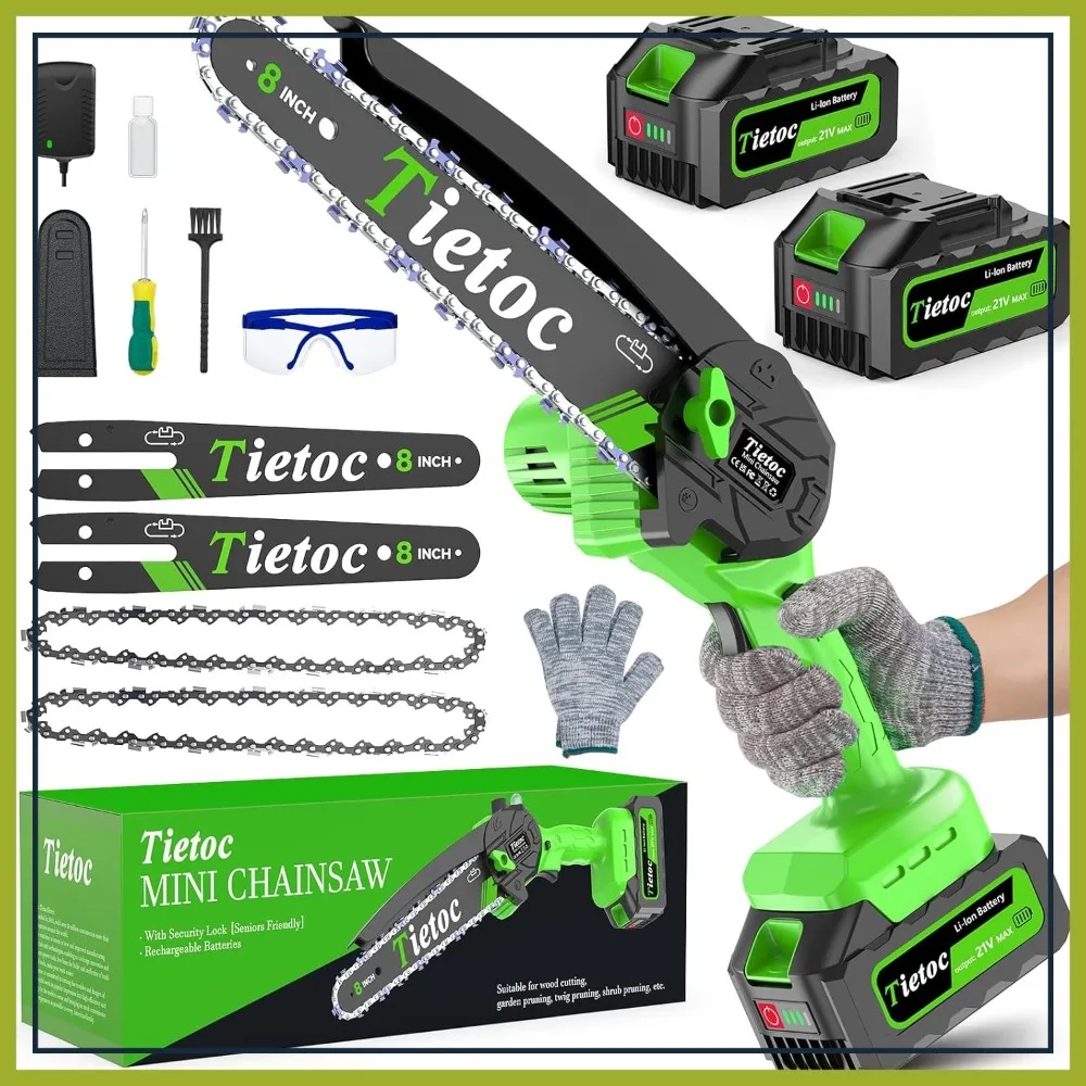 Mini Chainsaw 8 Inch Cordless with 2x 4000mAh Batteries, Auto Oiler, Lightweight Handheld Saw for Tree Pruning
Mini Chainsaw 8 Inch Cordless with 2x 4000mAh Batteries, Auto Oiler, Lightweight Handheld Saw for Tree Pruning
