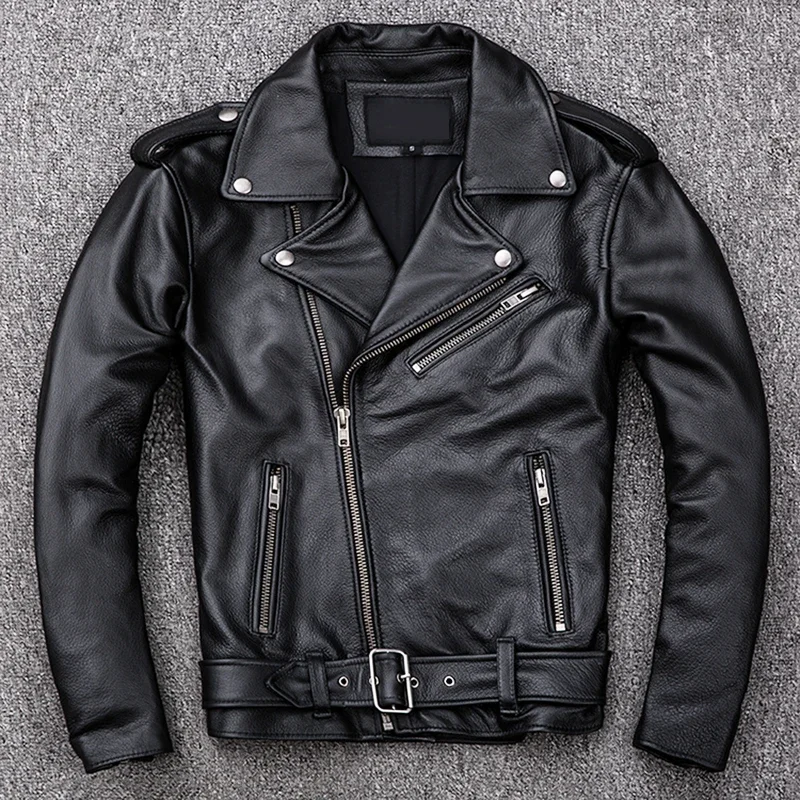 Spring Classical Motorcycle Oblique Zipper Jackets Men Leather Jacket Natural Calf Skin Thick Slim Cowhide Moto Biker Jacket Man
Spring Classical Motorcycle Oblique Zipper Jackets Men Leather Jacket Natural Calf Skin Thick Slim Cowhide Moto Biker Jacket Man