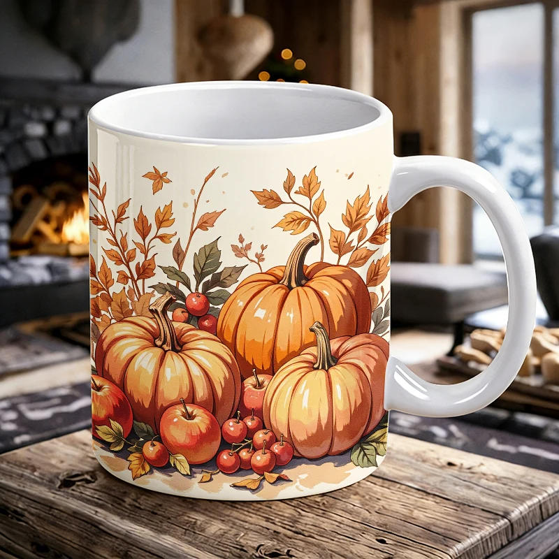 11 oz pumpkin apple handle ceramic mug, full print pattern coffee cup, insulated milk cup, office water cup, fade-resistant
11 oz pumpkin apple handle ceramic mug, full print pattern coffee cup, insulated milk cup, office water cup, fade-resistant