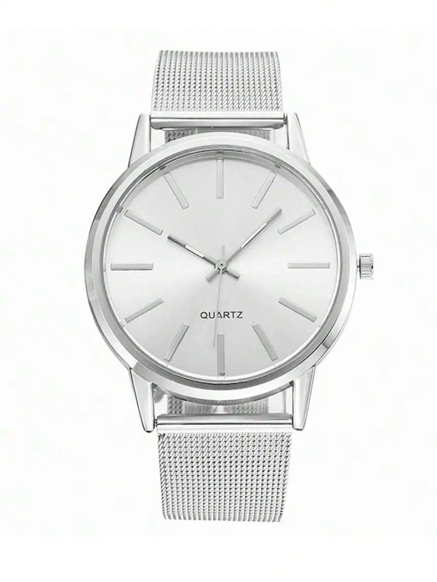 Womens Minimalist Large Dial Bar Scale Quartz Wristwatch Stainless Steel Mesh Band
Womens Minimalist Large Dial Bar Scale Quartz Wristwatch Stainless Steel Mesh Band