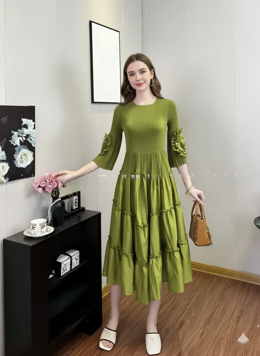 Miyake Pleated 2026xink Dress Sleeve Double Flower Design Elegant Cake Dress New Waisted French Peplum High Elasticity Pleated
Miyake Pleated 2026xink Dress Sleeve Double Flower Design Elegant Cake Dress New Waisted French Peplum High Elasticity Pleated