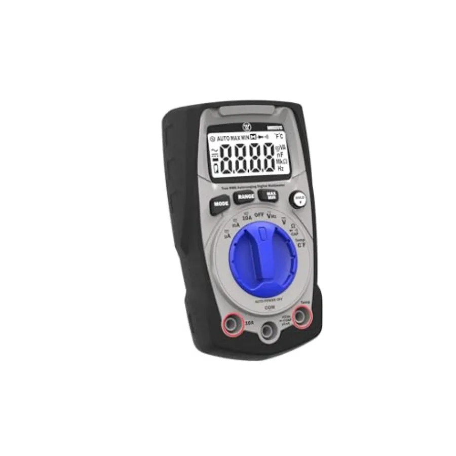 600V True RMS Auto-Ranging Multimeter with Backlight and MAX/MIN; Measures Voltage Current Resistance Capacitance Frequency Tem
600V True RMS Auto-Ranging Multimeter with Backlight and MAX/MIN; Measures Voltage Current Resistance Capacitance Frequency Tem