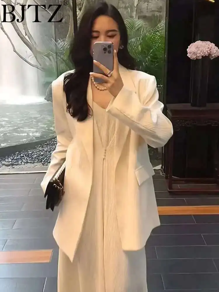 BJTZ длинное платье на подтяжках, пиджаки, комплекты курток для женщин, весна-осень 2023, новая тенденция, универсальная свободная повседневная женская одежда
BJTZ длинное платье на подтяжках, пиджаки, комплекты курток для женщин, весна-осень 2023, новая тенденция, универсальная свободная повседневная женская одежда