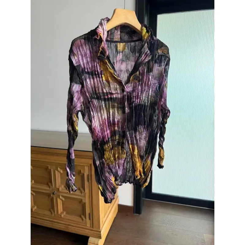 Miyake Pleated Jacket Niche Design Sense Pleated Antique Starry Halo Thin Section Thin Sunbrella Shirt Cardigan Jacket Clothing
Miyake Pleated Jacket Niche Design Sense Pleated Antique Starry Halo Thin Section Thin Sunbrella Shirt Cardigan Jacket Clothing