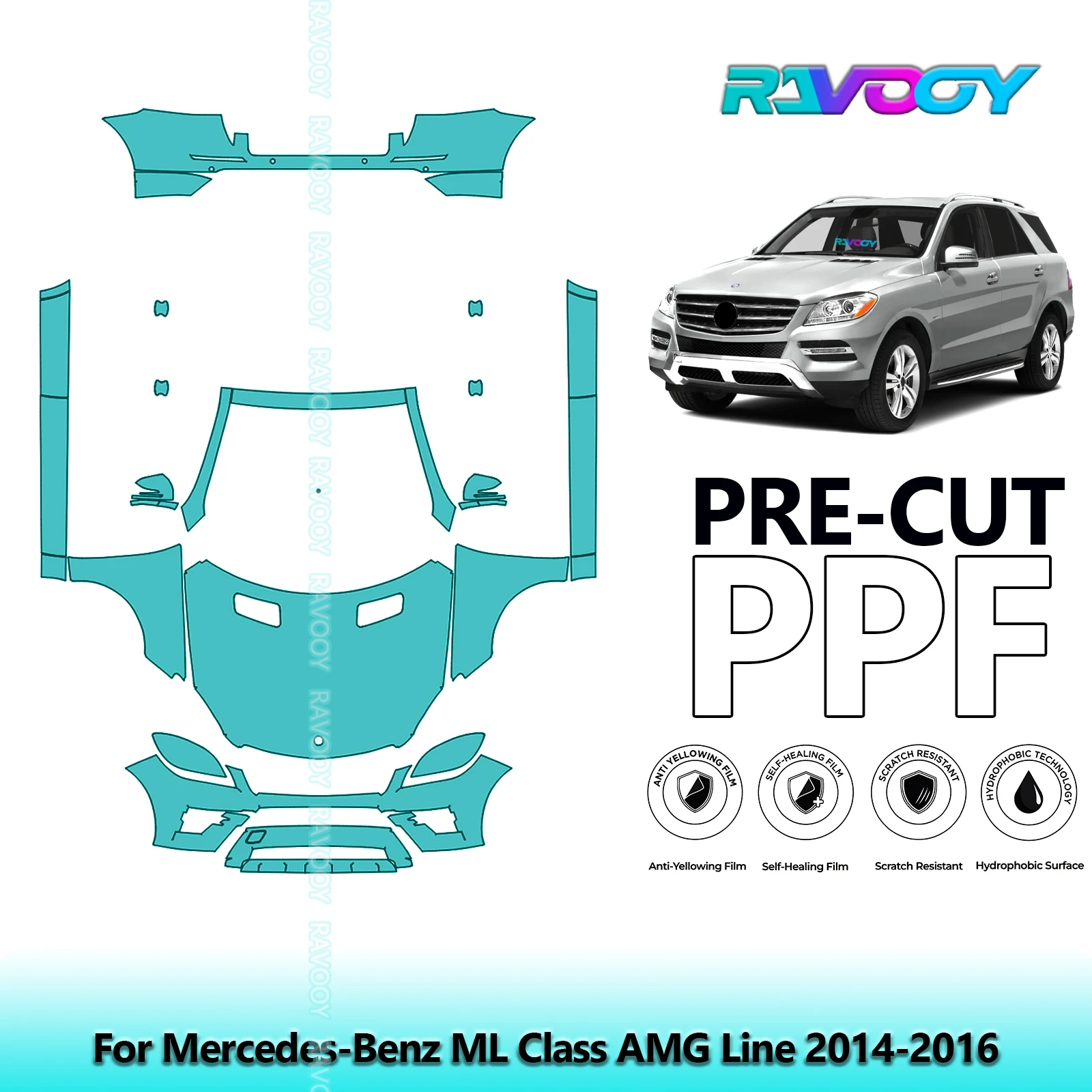 Front Kit+Rockers+Rear Bumper Clear Bra Precut PPF Paint Protection Film For Mercedes-Benz ML Class AMG Line 2014-2016
Front Kit+Rockers+Rear Bumper Clear Bra Precut PPF Paint Protection Film For Mercedes-Benz ML Class AMG Line 2014-2016