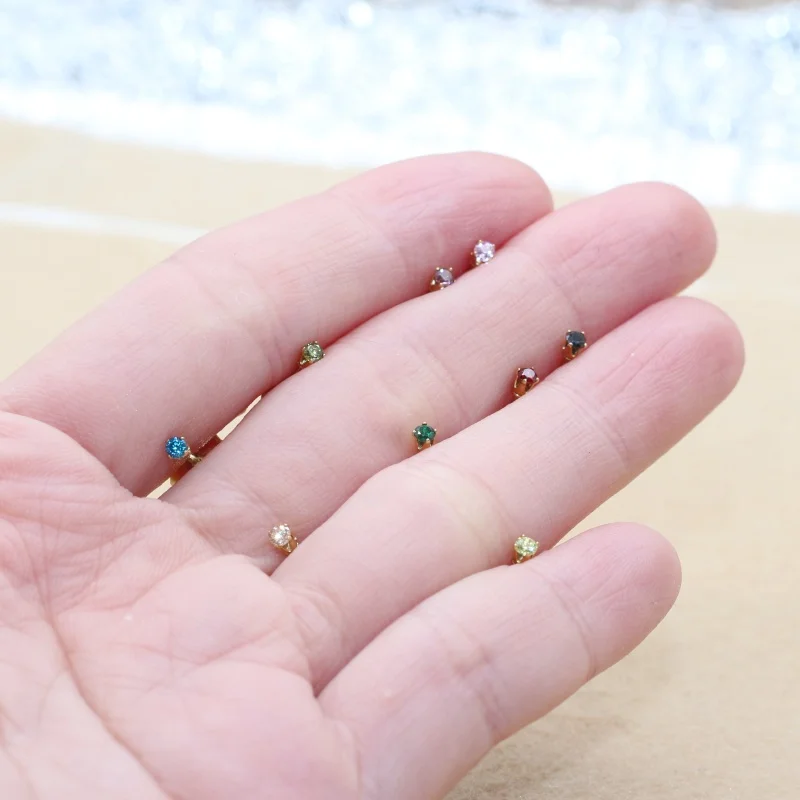 Mini Golden IP Plating Stainless Steel Mini 2mm Colorfuls Crystal Zircons Men Women Girl Stud Earrings No Fade Allergy Free
Mini Golden IP Plating Stainless Steel Mini 2mm Colorfuls Crystal Zircons Men Women Girl Stud Earrings No Fade Allergy Free