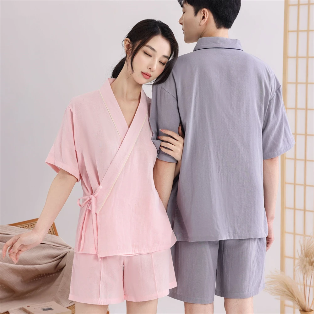 Couple Summer Short-sleeved Improved Home Hanfu Pajamas Men Women Casual V-neck Thin Cotton Yukata Two-piece Homewear Sleepwear
Couple Summer Short-sleeved Improved Home Hanfu Pajamas Men Women Casual V-neck Thin Cotton Yukata Two-piece Homewear Sleepwear