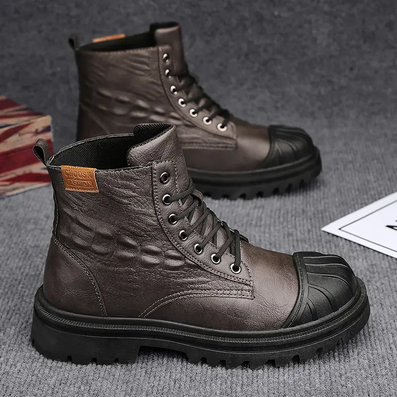 2024 New Men's Autumn Winter Leather High Top Work Boots Thick Bottom Non Slip High Quality Lace Up Motorcycle Boots
2024 New Men's Autumn Winter Leather High Top Work Boots Thick Bottom Non Slip High Quality Lace Up Motorcycle Boots