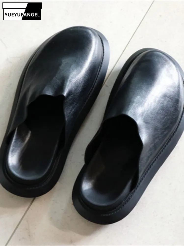 Summer Concise Male Cowhide Platform Height Increase Solid Color Slippers Genuine Leather Round Toe Slip On Leisure Footwear
Summer Concise Male Cowhide Platform Height Increase Solid Color Slippers Genuine Leather Round Toe Slip On Leisure Footwear