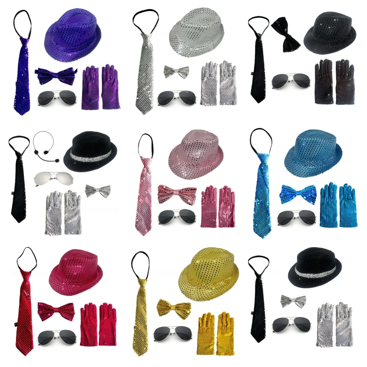 Disco Party Costume Accessory Set With Sequin Hat Tie Bow Tie Gloves And Sunglasses For 70s Themed Party
Disco Party Costume Accessory Set With Sequin Hat Tie Bow Tie Gloves And Sunglasses For 70s Themed Party