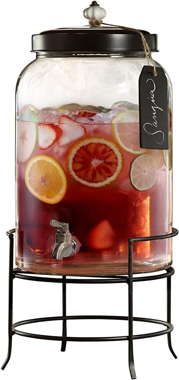 3 Gallon Glass Beverage Dispenser with Metal Stand & Spigot, Clear, 20x11"
3 Gallon Glass Beverage Dispenser with Metal Stand & Spigot, Clear, 20x11"