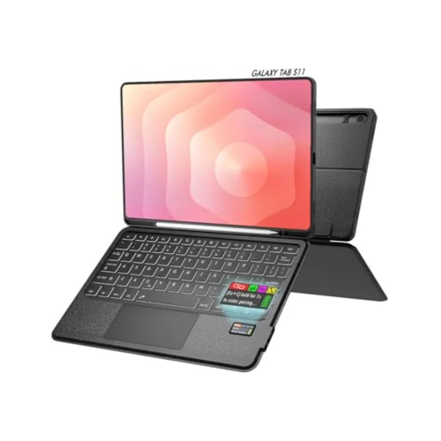 Keyboard Folio with Status Screen for Samsung Galaxy Tab S11 11 inch 2025: Aluminum Black Backlit Keys Any-Angle Stand
Keyboard Folio with Status Screen for Samsung Galaxy Tab S11 11 inch 2025: Aluminum Black Backlit Keys Any-Angle Stand