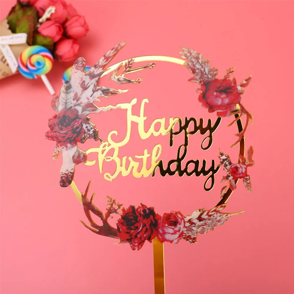Red Rose Flowers Happy Birthday Acrylic Cake Toppers Gold Birthday Cake Topper Decor for Wedding Birthday Party Cake Decorations
Red Rose Flowers Happy Birthday Acrylic Cake Toppers Gold Birthday Cake Topper Decor for Wedding Birthday Party Cake Decorations