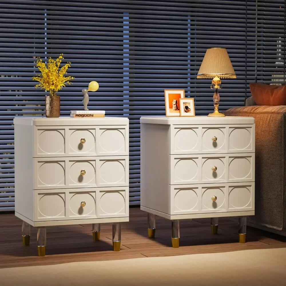 Nightstand with 3 Drawers, White and Gold Nightstands Bedside Table, Nightstand Dresser, End Tables with Storage for Living Room
Nightstand with 3 Drawers, White and Gold Nightstands Bedside Table, Nightstand Dresser, End Tables with Storage for Living Room