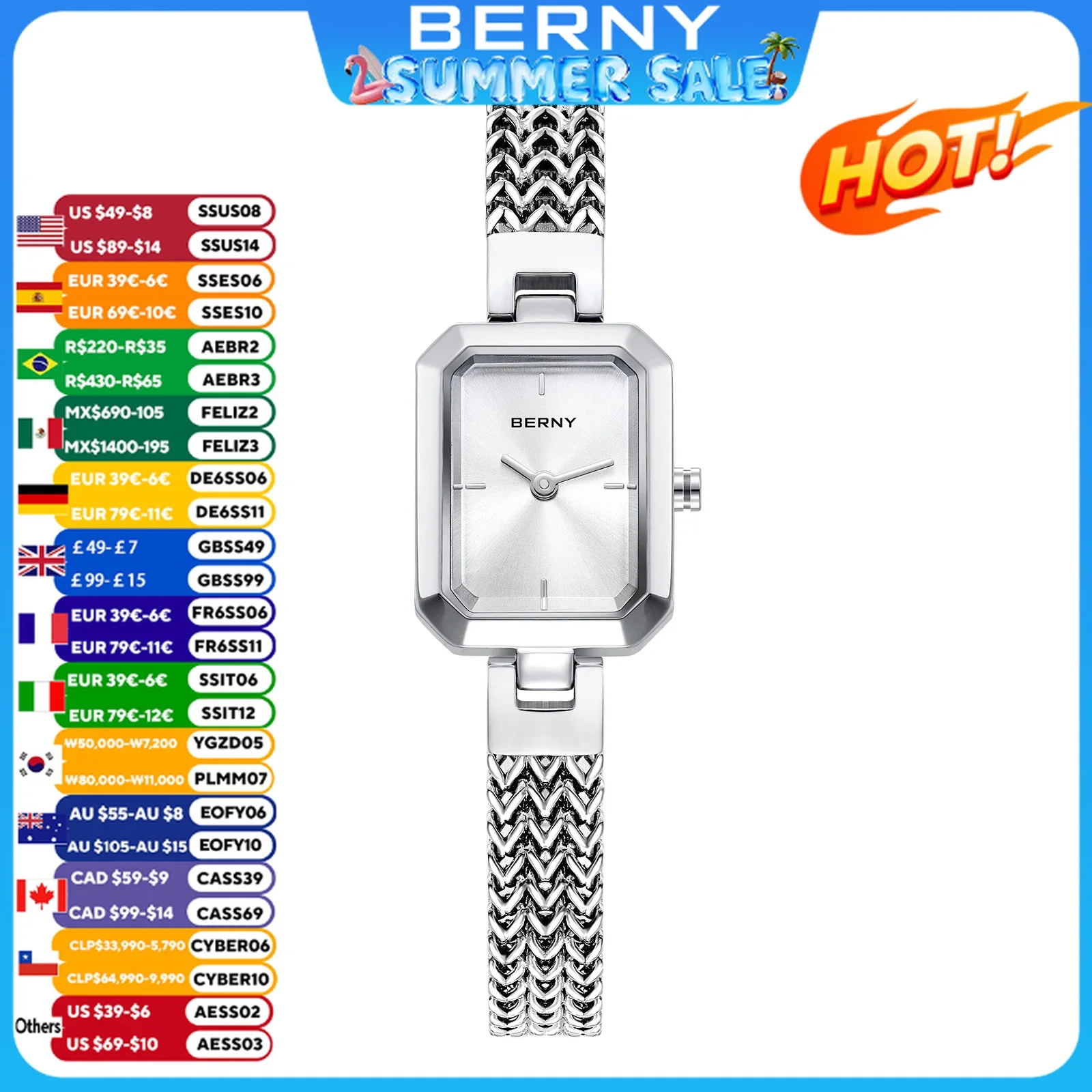BERNY Square Women Watch Luxury Fashion Quartz Watches Minimalist Rectangle Mini Dial Top Stainless Steel Jewelry Women's Watch
BERNY Square Women Watch Luxury Fashion Quartz Watches Minimalist Rectangle Mini Dial Top Stainless Steel Jewelry Women's Watch