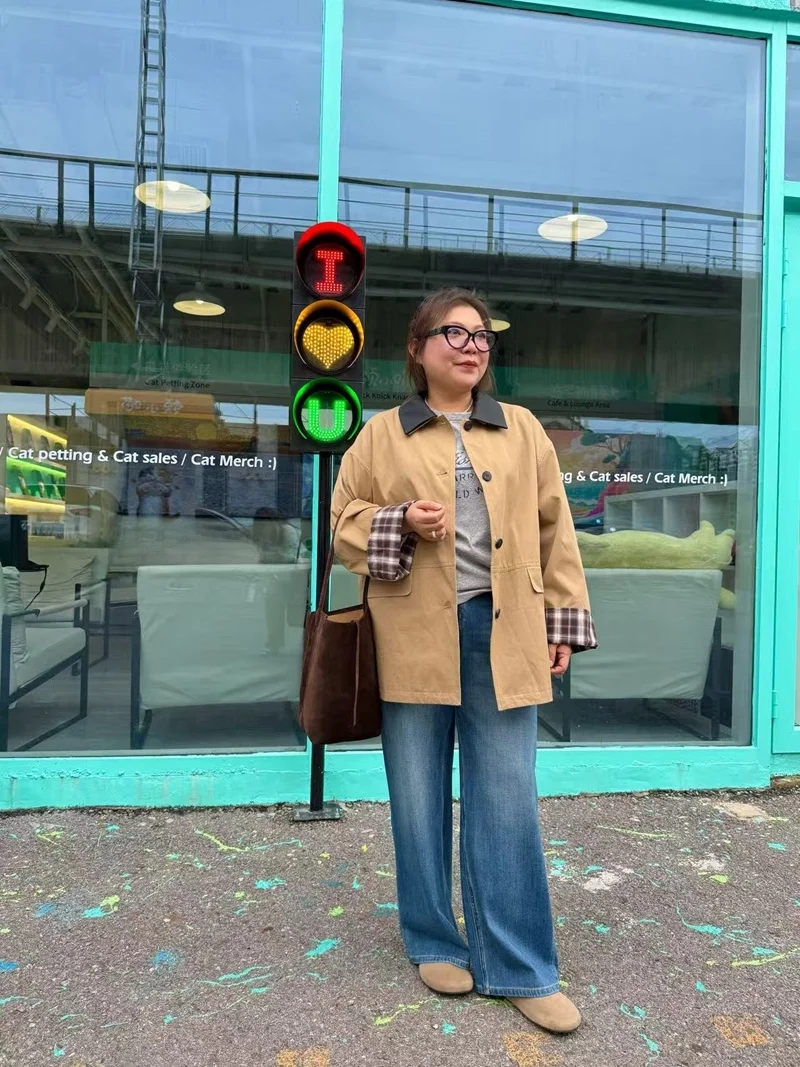 Rose Sister plus Size Women's Casual Plaid Svel Double Collar Windbreaker Korean Sle Commute Loose Fit Long Sve
Rose Sister plus Size Women's Casual Plaid Svel Double Collar Windbreaker Korean Sle Commute Loose Fit Long Sve