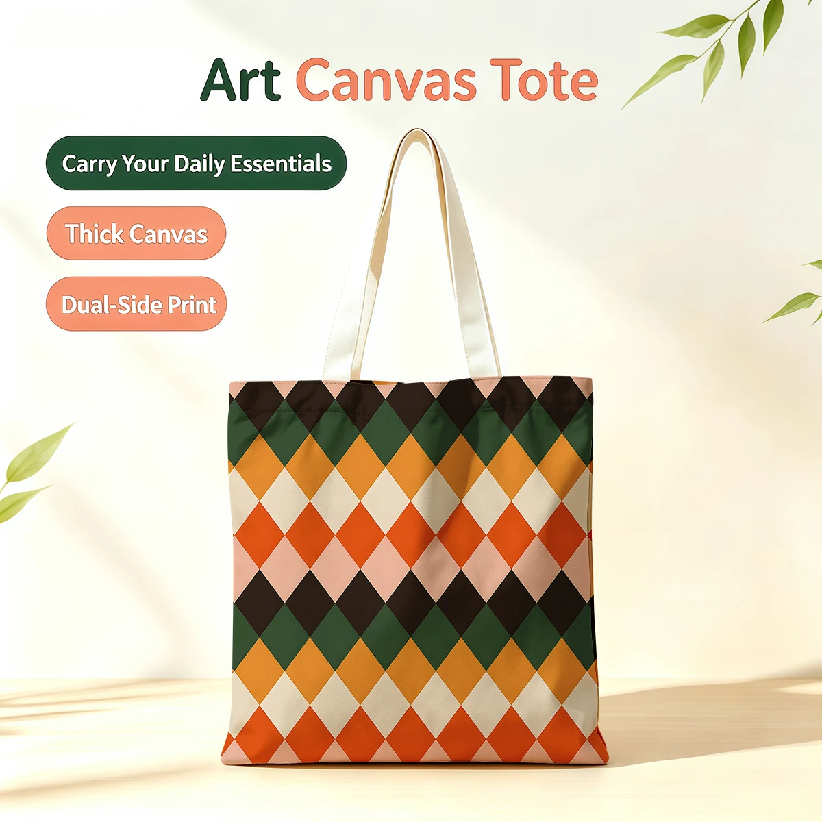 Autumn Argyle Dual-Side Printed Tote Bag Eco Handbag for School Office Daily Errands Daily Must-Have Bag
Autumn Argyle Dual-Side Printed Tote Bag Eco Handbag for School Office Daily Errands Daily Must-Have Bag