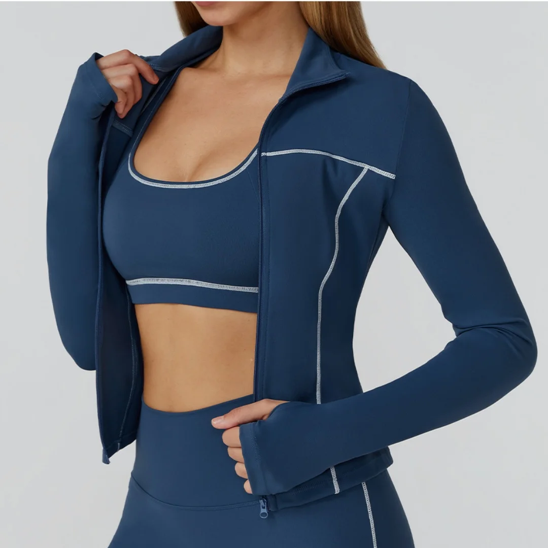 New Brushed Yoga Jacket Zipper Long Sleeves Windproof Slim Sports Coat Outdoor Running Top Workout Clothes Gym Wear for Women 
New Brushed Yoga Jacket Zipper Long Sleeves Windproof Slim Sports Coat Outdoor Running Top Workout Clothes Gym Wear for Women