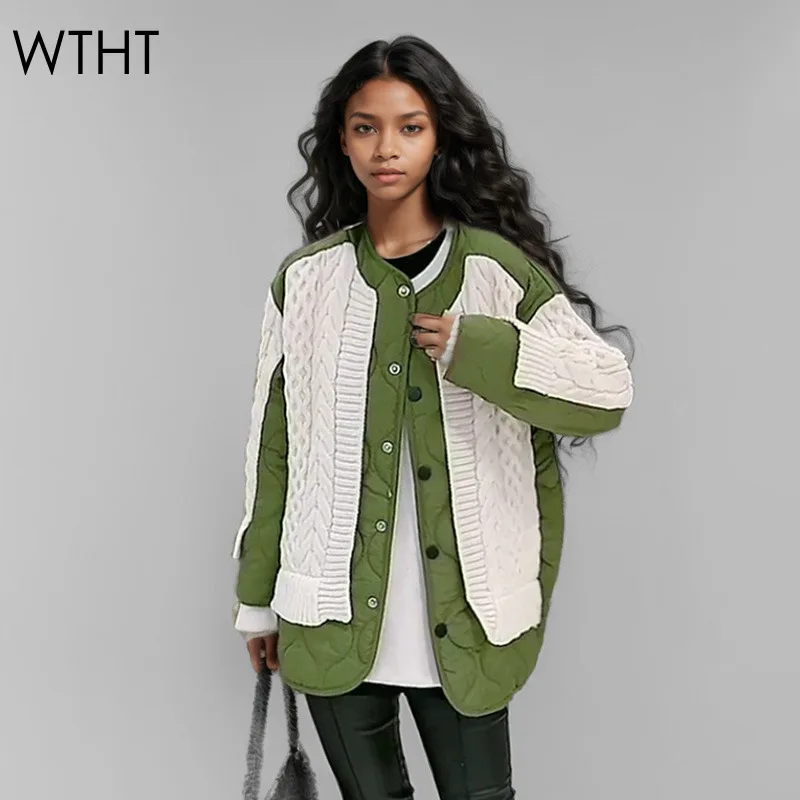 WTHT Fashion New Women's Patchwork Knit Design Plaid Warm Coat 2024 Winter O-neck Long Sleeves Quilted Jacket Female 1LS473
WTHT Fashion New Women's Patchwork Knit Design Plaid Warm Coat 2024 Winter O-neck Long Sleeves Quilted Jacket Female 1LS473