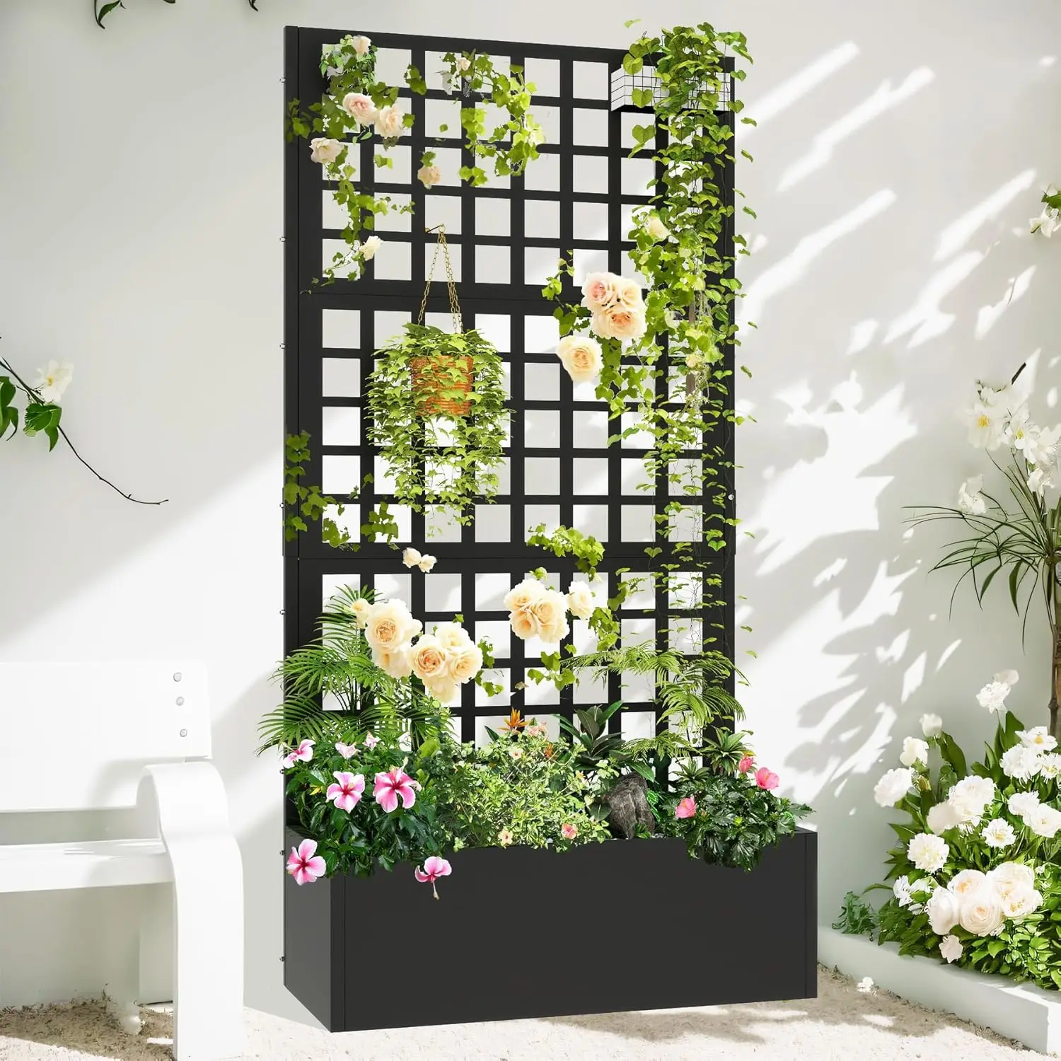 Metal Planter with Trellis 72" x 36‘‘ x 16", Raised Garden Bed with Trellis, Planter Box with with Privacy Screen for Climbing P
Metal Planter with Trellis 72" x 36‘‘ x 16", Raised Garden Bed with Trellis, Planter Box with with Privacy Screen for Climbing P