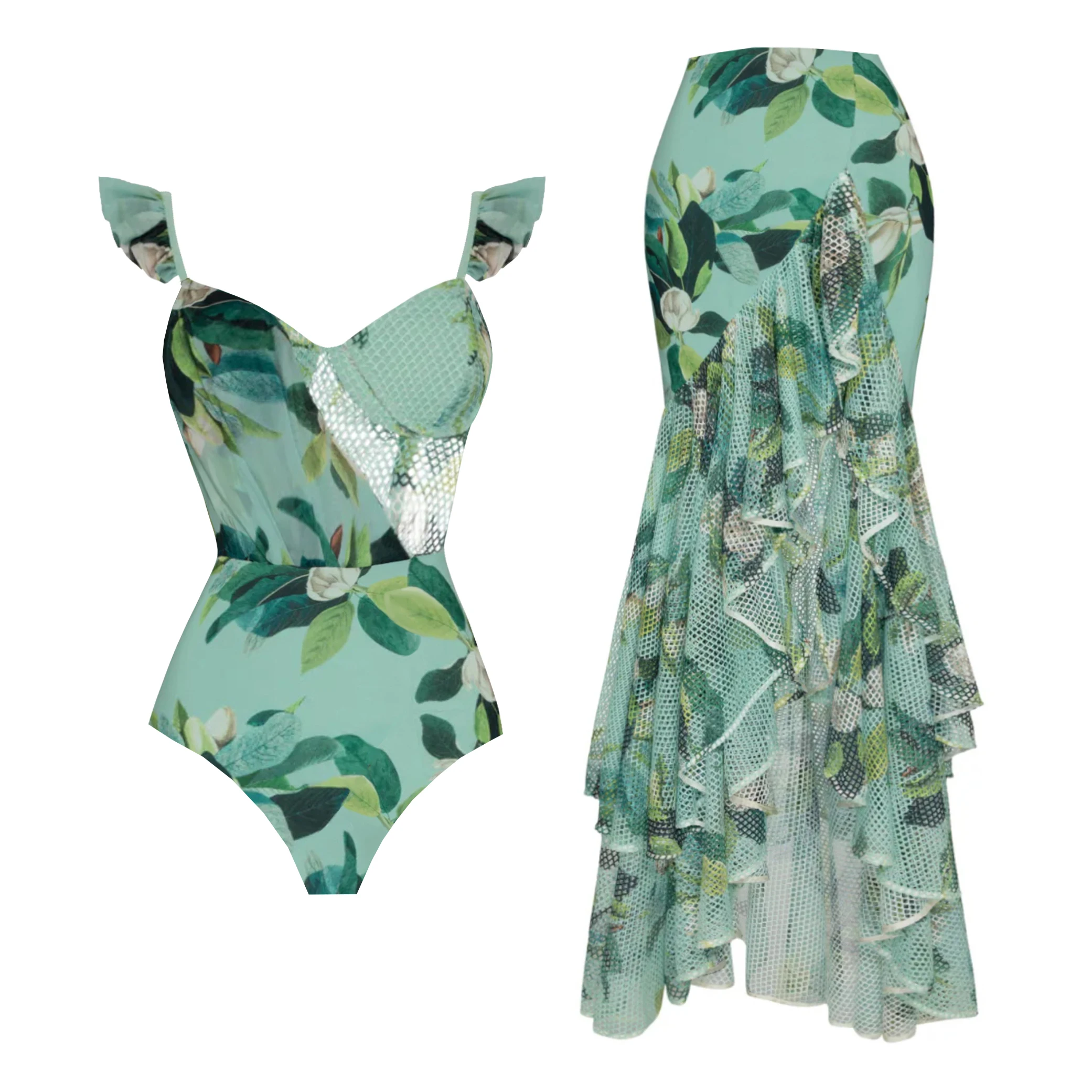 Shoulder Ruffle Swimsuit And Cover Up Sexy Swimwear Women Floral Swim Suit Push Up Bikini Bathingsuit Sliming Bodysuit Beachwear
Shoulder Ruffle Swimsuit And Cover Up Sexy Swimwear Women Floral Swim Suit Push Up Bikini Bathingsuit Sliming Bodysuit Beachwear
