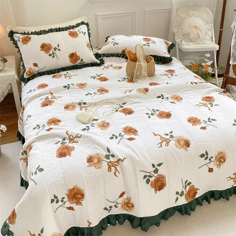 French Vintage Quilted Cotton Bedspread Coverlet, Floral Print, Ruffle Bed Sheet, Soft with 2 Pillow Shams, 230x250cm, 3Pcs
French Vintage Quilted Cotton Bedspread Coverlet, Floral Print, Ruffle Bed Sheet, Soft with 2 Pillow Shams, 230x250cm, 3Pcs