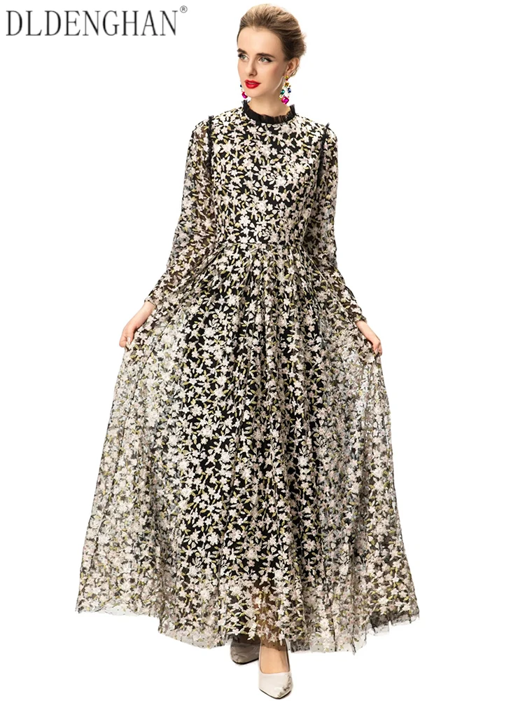 DLDENGHAN Flowers Embroidery Dress for Women, O-Neck Long Sleeves Vintage Mesh Maxi Dress Female Fashion Autumn
DLDENGHAN Flowers Embroidery Dress for Women, O-Neck Long Sleeves Vintage Mesh Maxi Dress Female Fashion Autumn