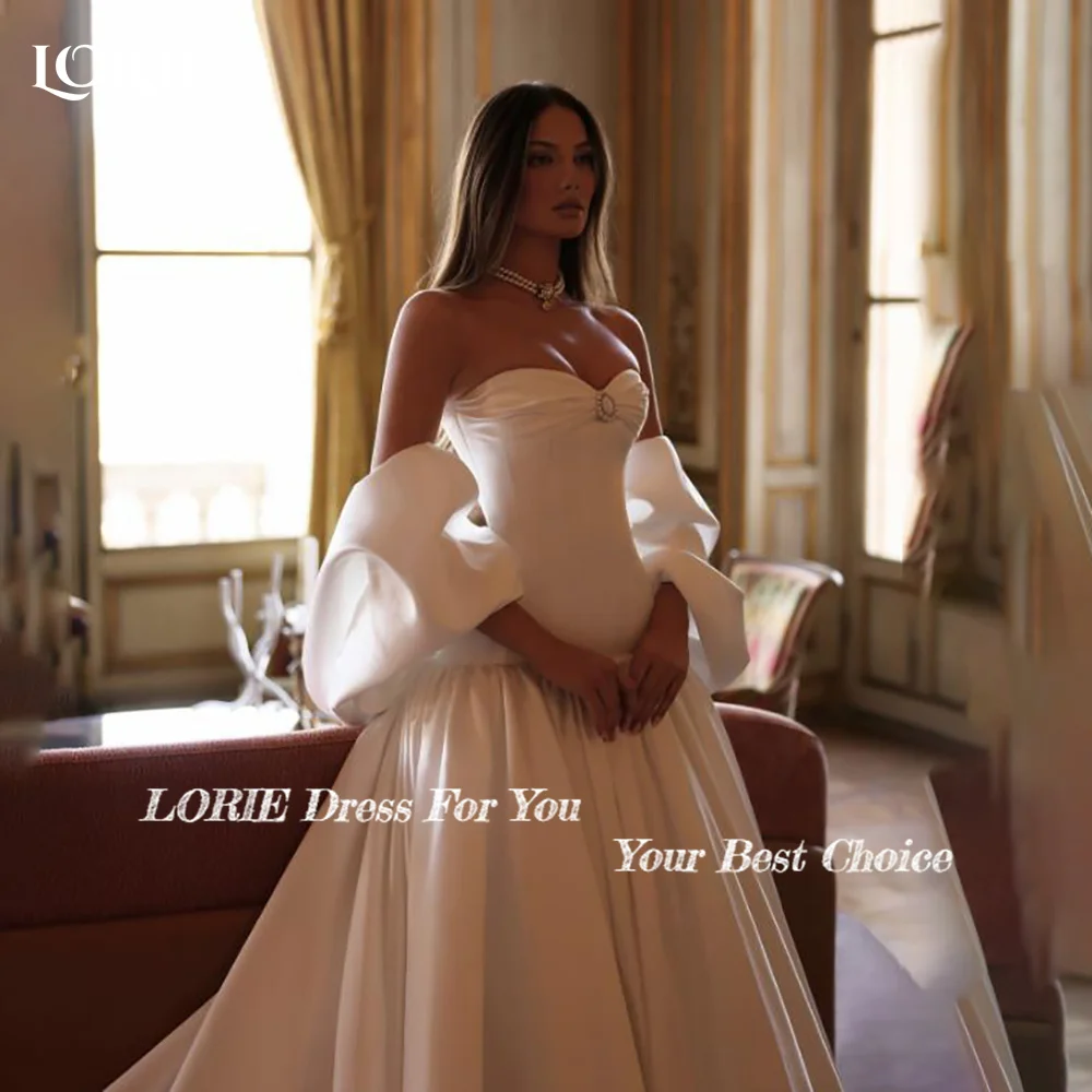LORIE Modern Wedding Dress Off Shoulder Sweetheart Pleats A-line Bride Gown Satin Customized Corset Bride Dress Plus Size Dress
LORIE Modern Wedding Dress Off Shoulder Sweetheart Pleats A-line Bride Gown Satin Customized Corset Bride Dress Plus Size Dress