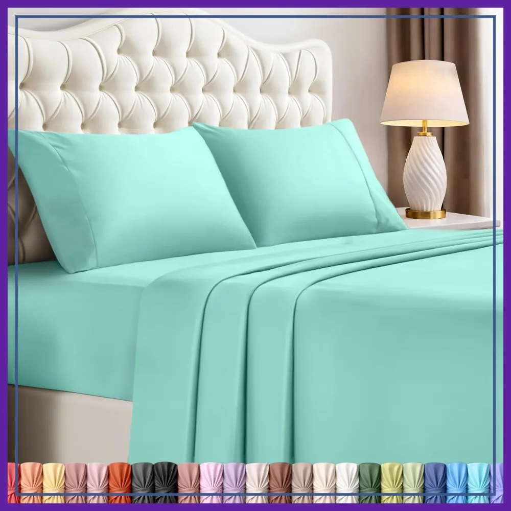 Queen Size 4-Piece Sheet Set – Soft & Breathable Microfiber, Fitted Sheet, Flat Sheet & 2 Pillowcases, Oeko Tex (Spa Blue)
Queen Size 4-Piece Sheet Set – Soft & Breathable Microfiber, Fitted Sheet, Flat Sheet & 2 Pillowcases, Oeko Tex (Spa Blue)