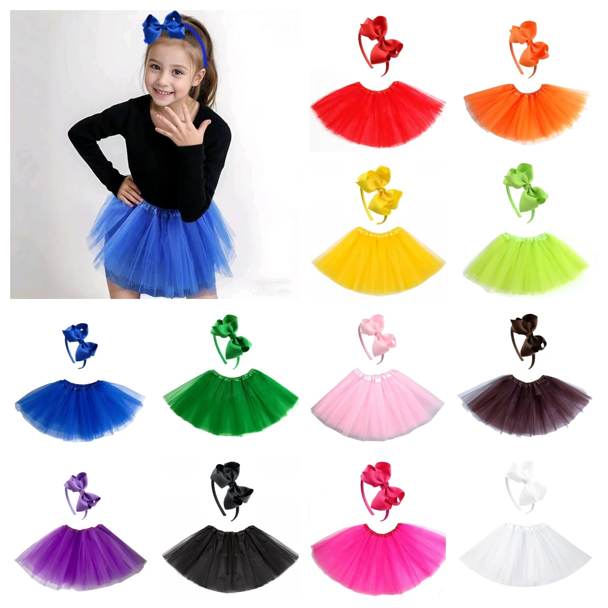 Girls' Bow Headband With Tutu Skirt 2pcs/Set , Skirt Length 30cm no lining,Suitable for Ballet Dancing Parties Christmas Dress
Girls' Bow Headband With Tutu Skirt 2pcs/Set , Skirt Length 30cm no lining,Suitable for Ballet Dancing Parties Christmas Dress