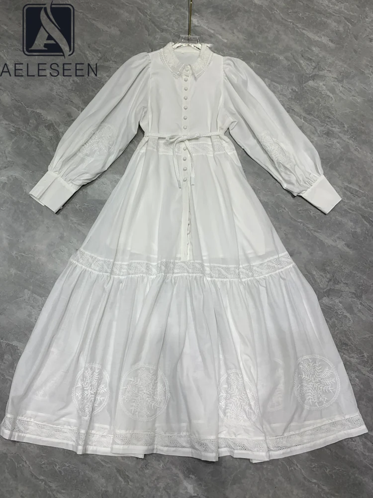 Женское длинное платье-рубашка AELESEEN, однотонное, белое, черное, с отложным воротником и цветочной вышивкой, весна-осень
Женское длинное платье-рубашка AELESEEN, однотонное, белое, черное, с отложным воротником и цветочной вышивкой, весна-осень