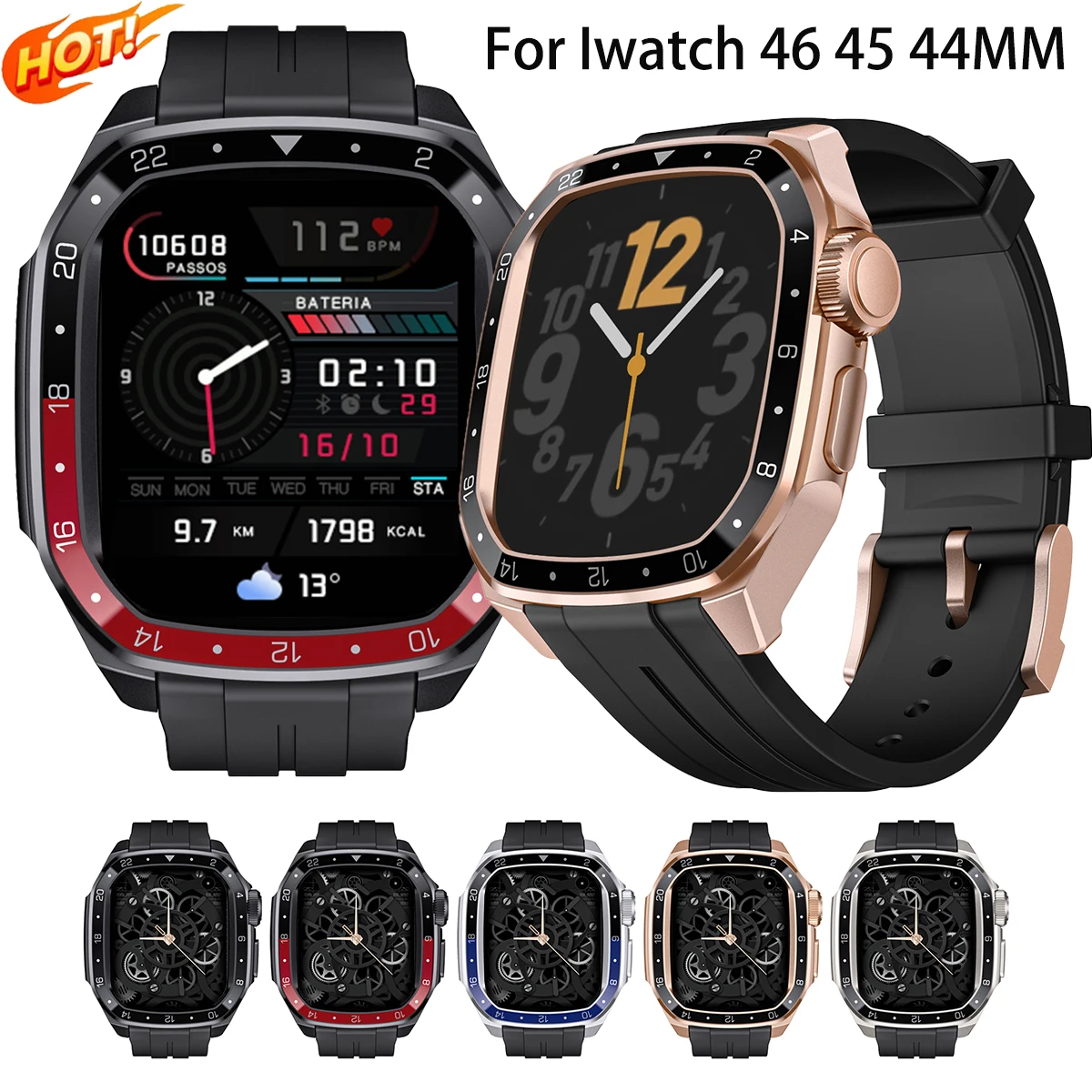 2026 Case Bezel + Silicone Strap for Apple watch S11 10 9 8 7 Luxury Mod Kit for Iwatch 46 45 44mm Protective Cover Bracelet
2026 Case Bezel + Silicone Strap for Apple watch S11 10 9 8 7 Luxury Mod Kit for Iwatch 46 45 44mm Protective Cover Bracelet