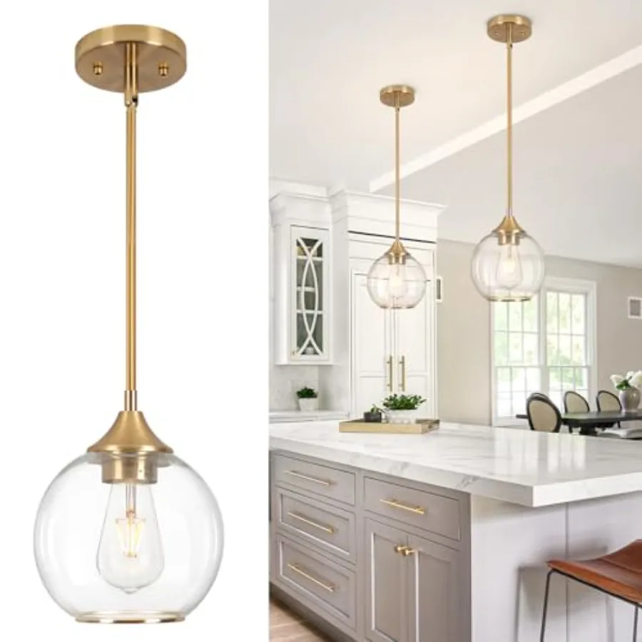 Pendant Lights Kitchen IslandFarmhouse Gold Pendant Light with Clear Glass Globe Shade 6.29" Glass Pendant Light for Finish Far
Pendant Lights Kitchen IslandFarmhouse Gold Pendant Light with Clear Glass Globe Shade 6.29" Glass Pendant Light for Finish Far