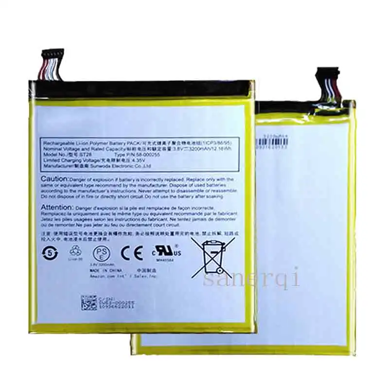 ST28 3200mAh Battery for Amazon ST28 MC-308695 58-000255 Tablet Pad Type P/P Bateria Batteries
ST28 3200mAh Battery for Amazon ST28 MC-308695 58-000255 Tablet Pad Type P/P Bateria Batteries