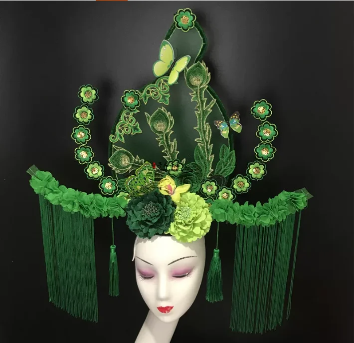 Chinese Personalized Luxury Headwear Phoenix Stage Green Embroidery Flower Tassel Dance Hat
Chinese Personalized Luxury Headwear Phoenix Stage Green Embroidery Flower Tassel Dance Hat
