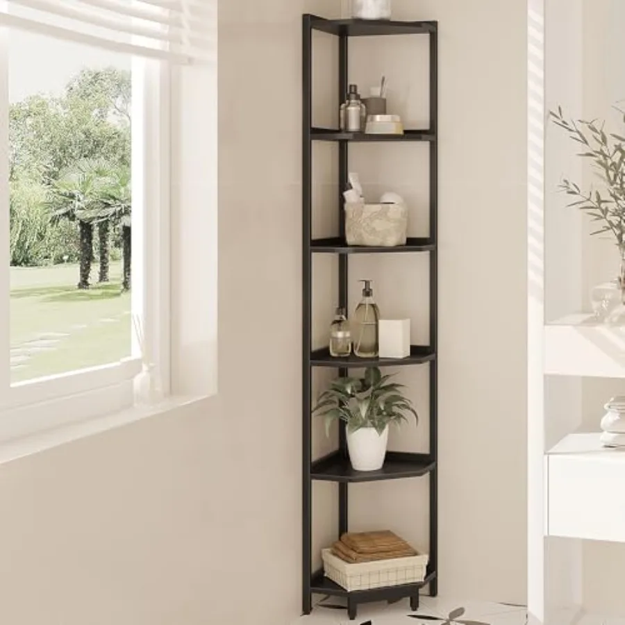Corner Shelf Stand Corner Bookshelf Storage Standing Shelf Unit with Metal Frame Plant Stand Bookcase for Living Room Home Offi
Corner Shelf Stand Corner Bookshelf Storage Standing Shelf Unit with Metal Frame Plant Stand Bookcase for Living Room Home Offi