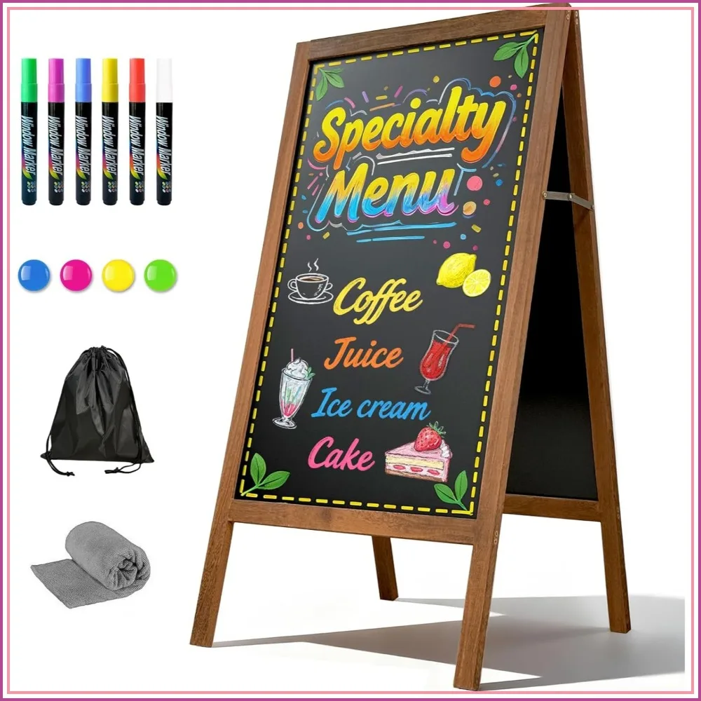A Frame Chalkboard Sign, 40x20 Magnetic Outdoor Double-Sided Wooden Standing for Restaurant, Café, Wedding
A Frame Chalkboard Sign, 40x20 Magnetic Outdoor Double-Sided Wooden Standing for Restaurant, Café, Wedding