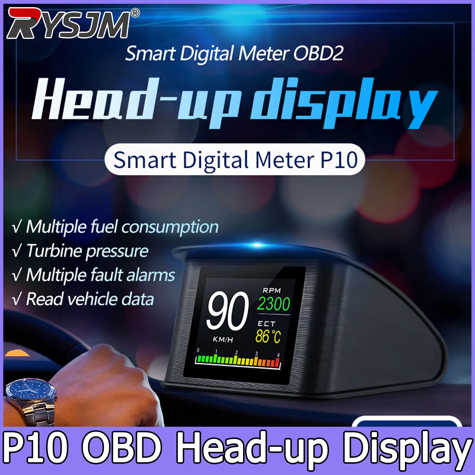 P10 OBD HUD Digital Dashboard - Car Heads-Up Display Speed/RPM/Fuel Data Plug & Play Speedometer Overspeed Alarm
P10 OBD HUD Digital Dashboard - Car Heads-Up Display Speed/RPM/Fuel Data Plug & Play Speedometer Overspeed Alarm