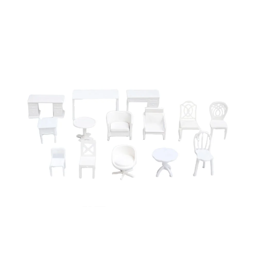 14 Pcs Miniature White Furniture Table Chair Desk Kids Kit House Premium Material Furnitue Model Construction
14 Pcs Miniature White Furniture Table Chair Desk Kids Kit House Premium Material Furnitue Model Construction