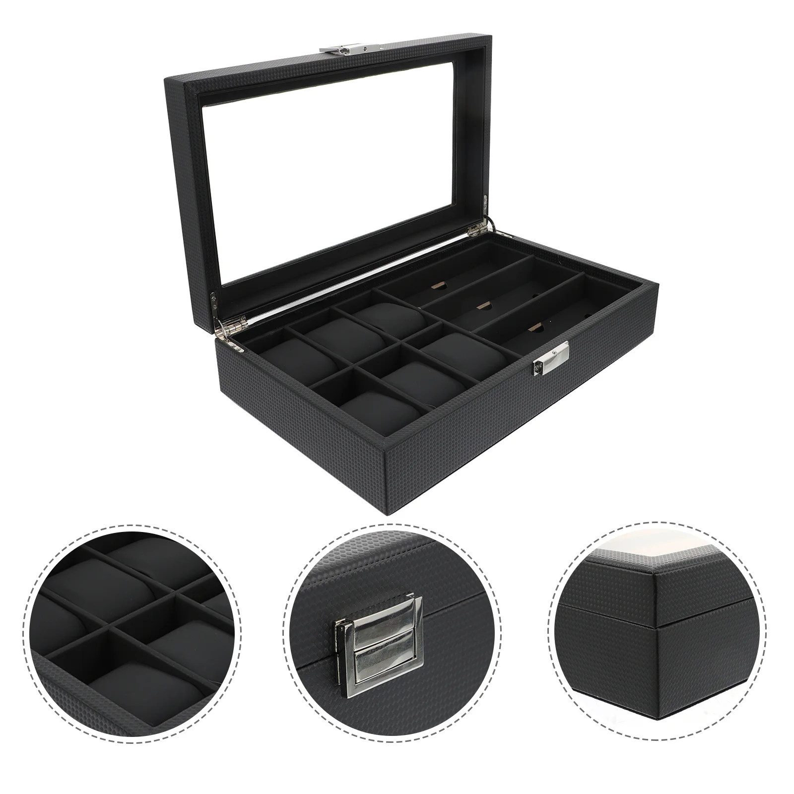 Wooden Watch Box Eyewear Storage Display Case Multi-Slot Organizer Portable Sunglasses Watch Collection Box for Men Women
Wooden Watch Box Eyewear Storage Display Case Multi-Slot Organizer Portable Sunglasses Watch Collection Box for Men Women