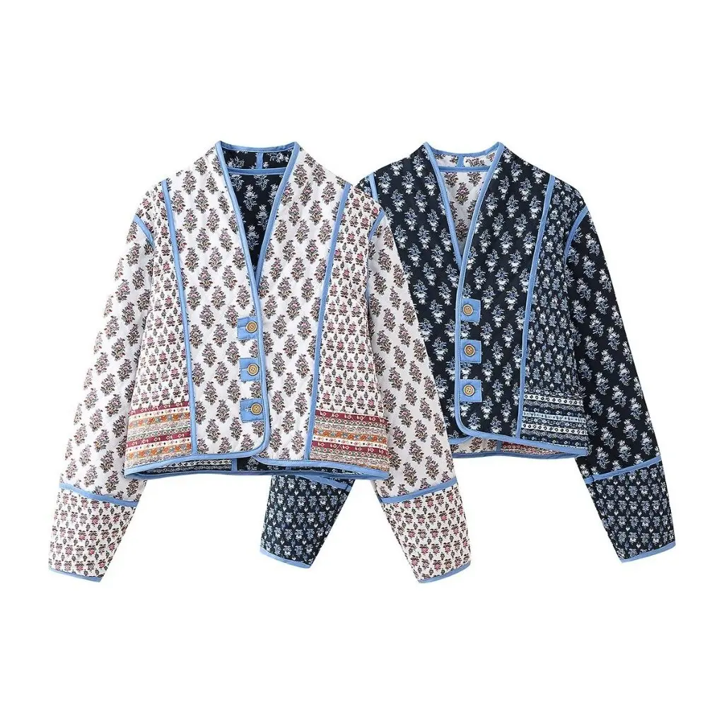 Women's Autumn Winter Quilted Cotton Jacket New Print Casual Contrast Two-Sided Wear Long Sleeve Cotton Top
Women's Autumn Winter Quilted Cotton Jacket New Print Casual Contrast Two-Sided Wear Long Sleeve Cotton Top