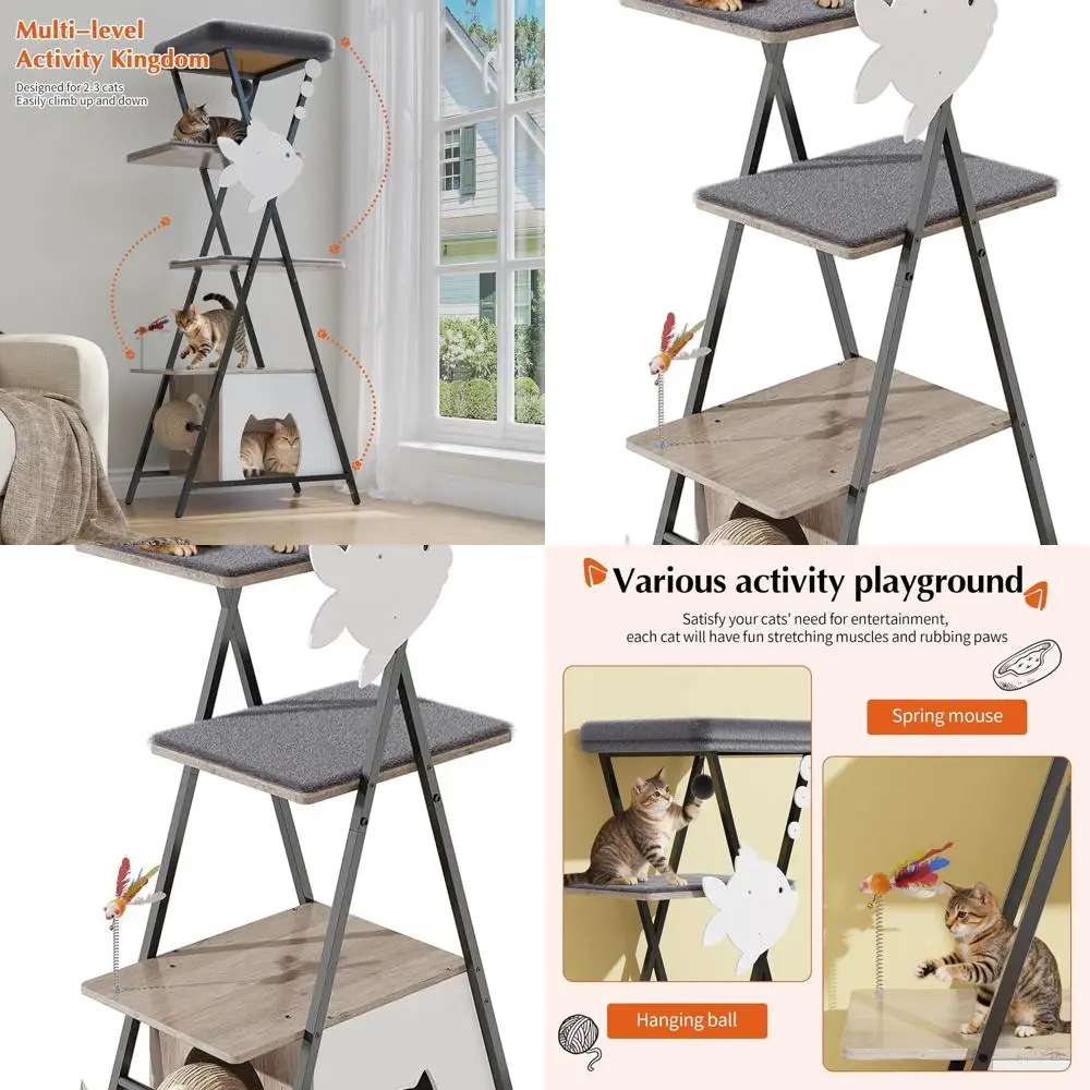 Многоуровневая кошачья стойка для дома с уютной лежанкой, стойкой для когтей и съемными подушками, светло-серый, X-образный дизайн
Многоуровневая кошачья стойка для дома с уютной лежанкой, стойкой для когтей и съемными подушками, светло-серый, X-образный дизайн