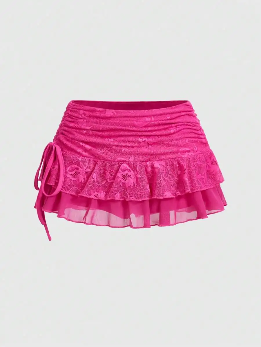 Low Waist Lace Mesh Double Layer Pleated Tie Up Skirt Women Summer Spring
Low Waist Lace Mesh Double Layer Pleated Tie Up Skirt Women Summer Spring