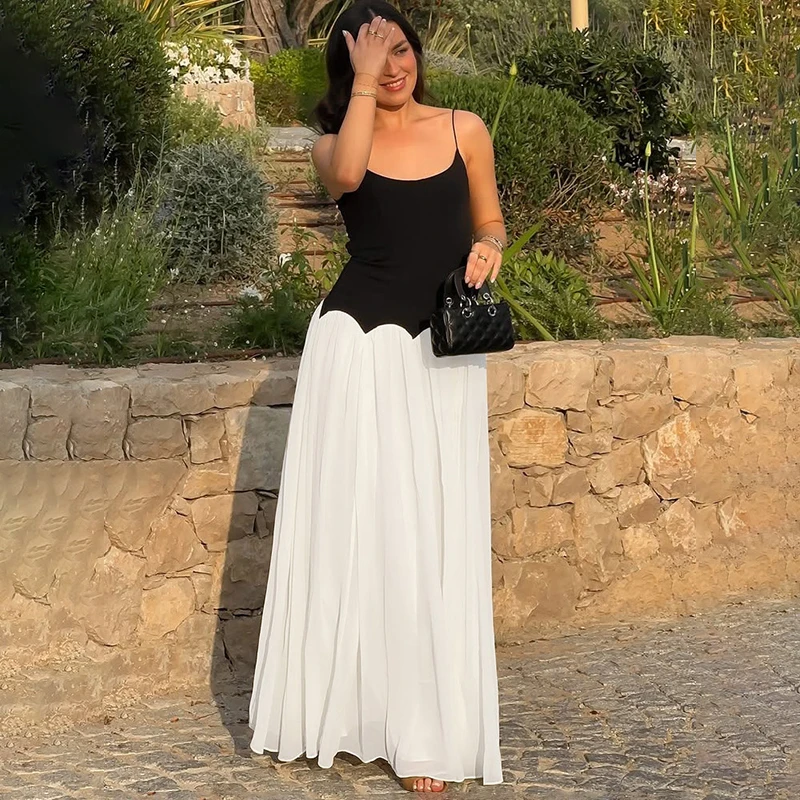 Ticketsx Sexy Black Contrast Dress Women's Off Shoulder Waist-Cinching Pleated Long Dress Female Beach Holiday Slim Sling Dress
Ticketsx Sexy Black Contrast Dress Women's Off Shoulder Waist-Cinching Pleated Long Dress Female Beach Holiday Slim Sling Dress