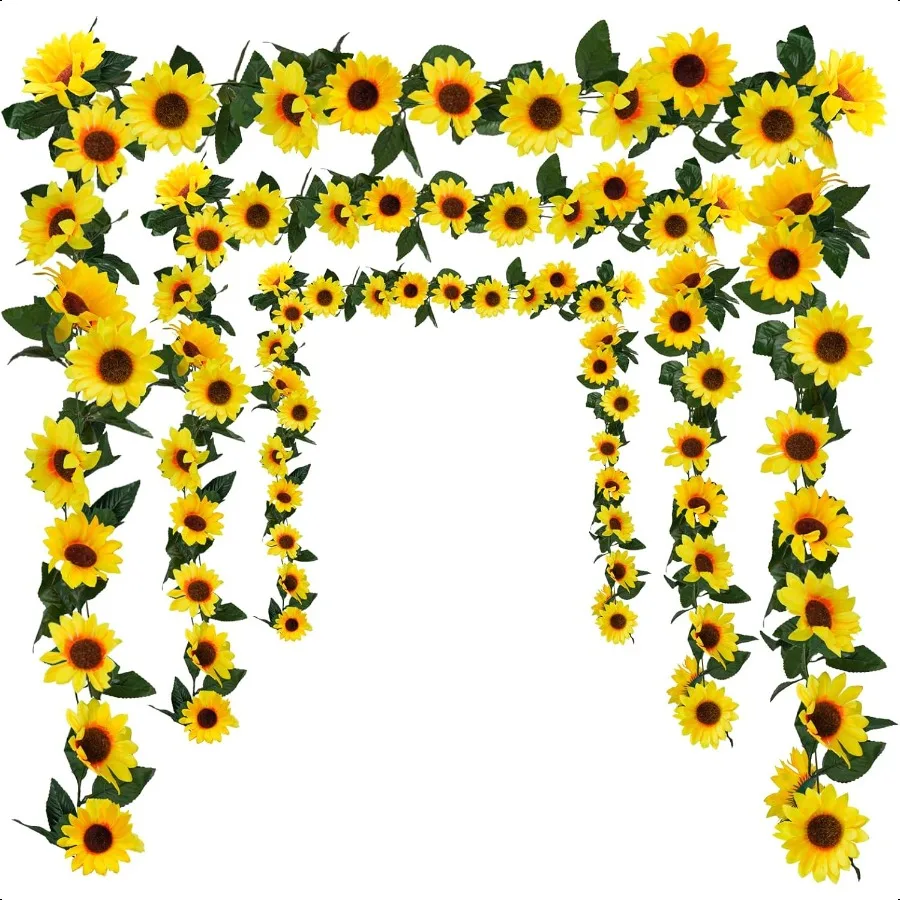 Uieke 3 Pack Artificial Sunflower Garland 7.5ft Strand Silk Sunflowers Hanging Vines Flowers with Green Leaves for Room Kitchen
Uieke 3 Pack Artificial Sunflower Garland 7.5ft Strand Silk Sunflowers Hanging Vines Flowers with Green Leaves for Room Kitchen