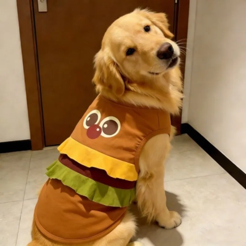 Funny Burger Print Dog T-Shirt for Large Dogs, Lightweight Sleeveless Cotton Vest for Golden Retriever Labrador, Spring Summer
Funny Burger Print Dog T-Shirt for Large Dogs, Lightweight Sleeveless Cotton Vest for Golden Retriever Labrador, Spring Summer